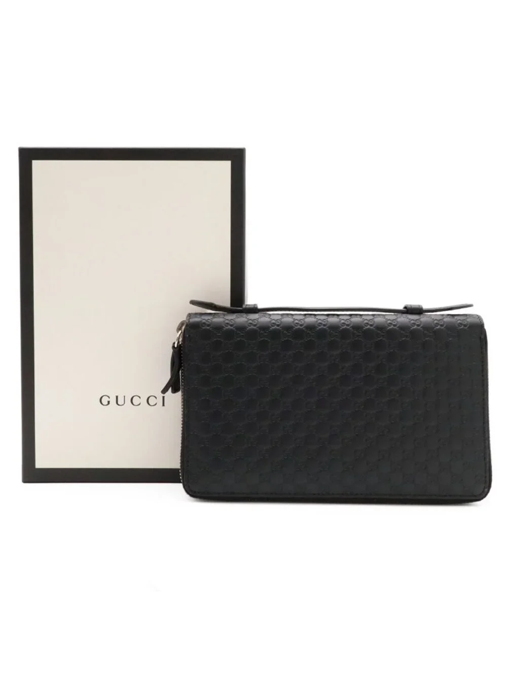 Gucci Micro Guccissima Travel Case Clutch Organizer Wallet Leather Black